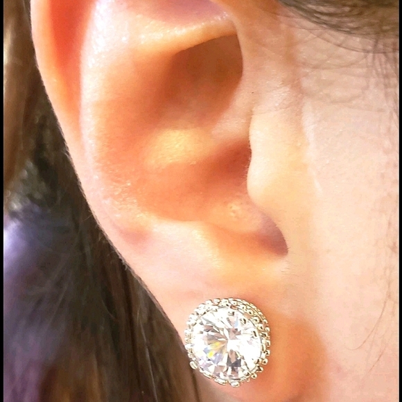 Silver stud Rhinestone earrings Dainty simple sparkly Prom wedding 💖2/$30 - Picture 12 of 15